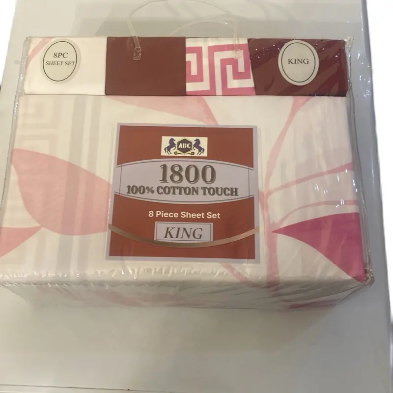 ABC 1800 100% Cotton Touch King Size 8 Piece Sheet Set Soft & Cozy Bedding