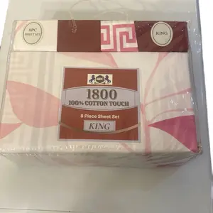 ABC 1800 100% Cotton Touch King Size 8 Piece Sheet Set Soft & Cozy Bedding