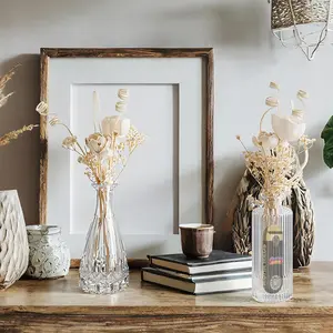 Muha Medds Reed Diffuser Set 5.1 oz Empty Bottles and 36 Empty Bottles with Baby's Breath High-end and Beautiful for Bedroom Bathroom Home and Office Decor