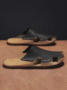 Men's Large Size Sandals, Anti-Slip Sole, Breathable Perforated, Round Toe, Indoor Outdoor Summer Shoes, Comfort Slip-On, Water Sandals, Beach Sandals