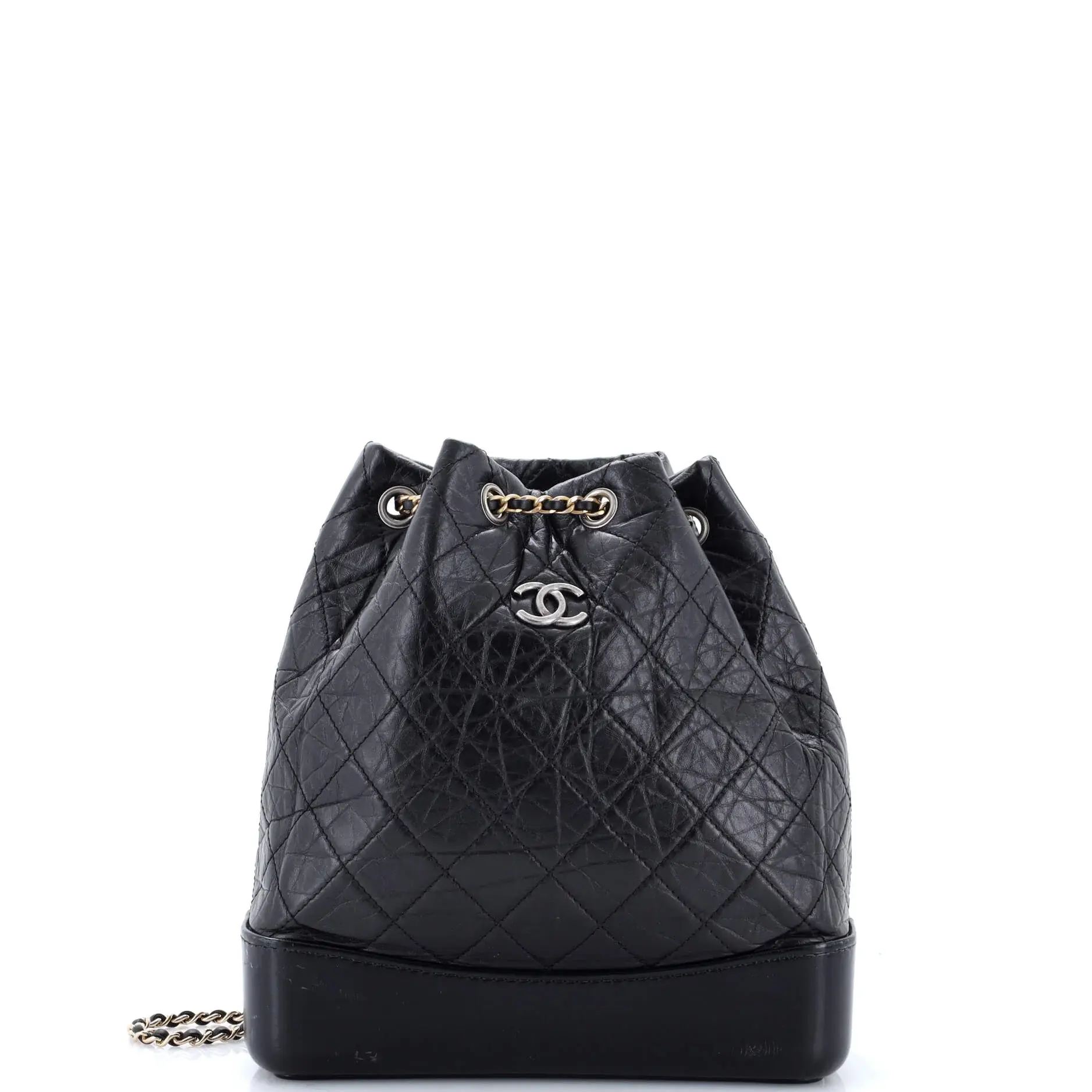 Pre-owned CHANEL Leather Backpacks Gabrielle Backpack Quilted Aged Calfskin Medium by Rebag