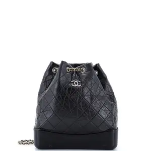 Pre-owned CHANEL Leather Backpacks Gabrielle Backpack Quilted Aged Calfskin Medium by Rebag