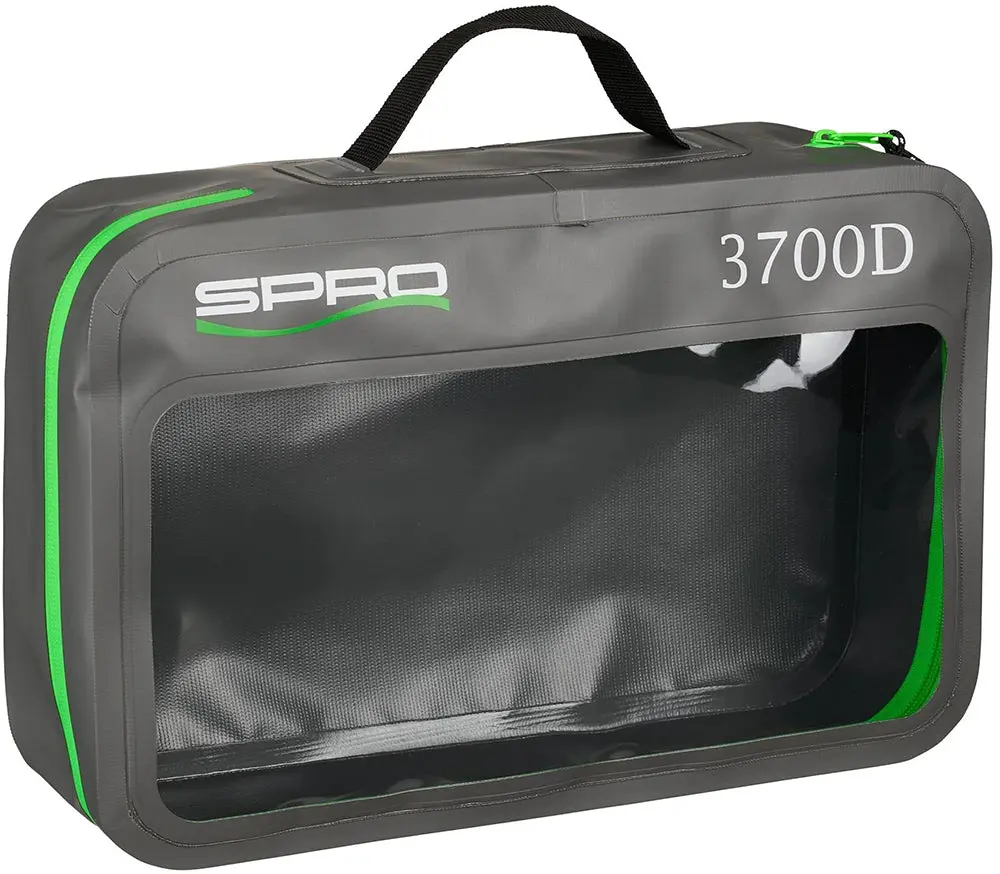 SPRO 3700 Deep Soft Sided Tackle Box - 14"x3.5"x9" 3700d Sizing Fishing Equipment, Soft Sided Alternative, Water Resistant Ultra Durable Material, Classic Rigid Design, Durable Zipper, Easy Viewing, Top Carry Handle for Fishing Sports & Outdoor Use