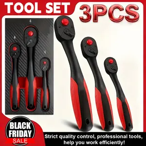 1/2-Inch Drive Ratchet Handle, Composite Ratchet, Socket Wrench, 72-Tooth,Quick-release Reversible, Chrome Vanadium Steel，Professional Hand Tool,Blackfriday,Christmas Gift