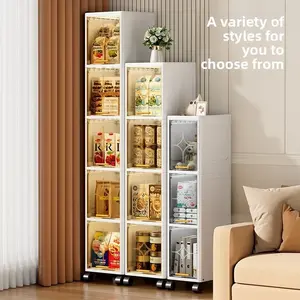 20-panel 3/4/5/6-tier narrow storage cabinet, Drawer organizer cabinet, PP material cabinet with doors and adjustable shelves, equipped with wheels, stackable and foldable, bathroom storage cabinet, wall-mounted, storage drawers, tiered shelves