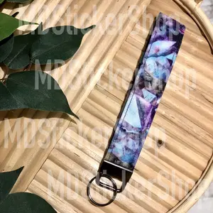 Amethyst Print Fabric Keychain, Key Fob
