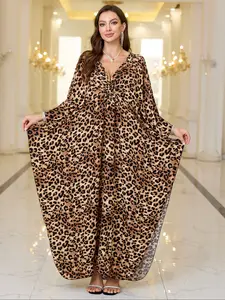 Women's Loose Fit Beach Dress, Leopard Print Bikini Cover-Up, Casual Home Wear, Sun Protection Robe, Summer Fashion, Swimwear Cover Up