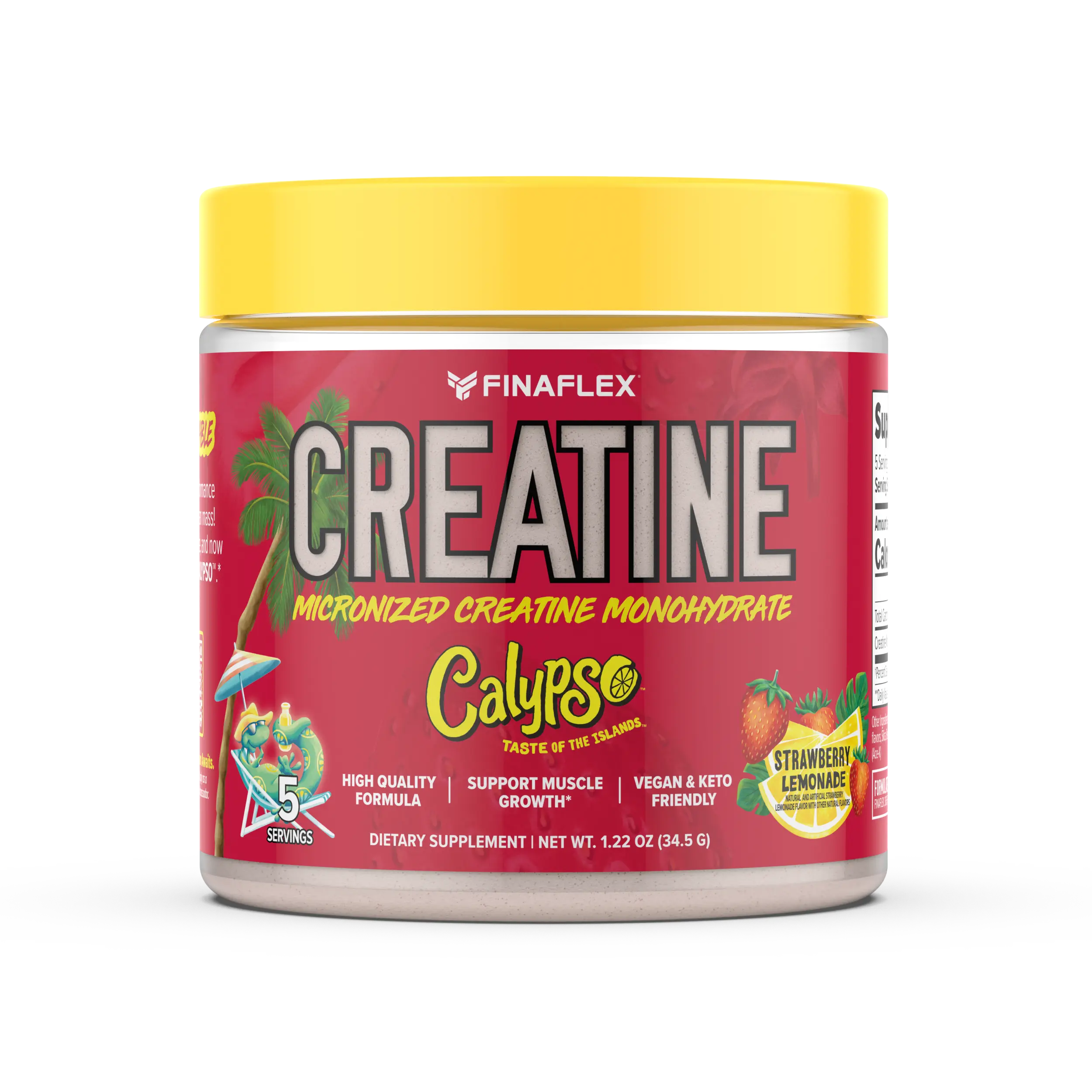 Finaflex Creatine - Calypso Strawberry Lemonade Micronized Creatine Monohydrate Vegan Keto Friendly 5 Servings High-Quality Formula for Muscle Growth Gym Supplements Daily Supplement Healthy Ingredients Dietary