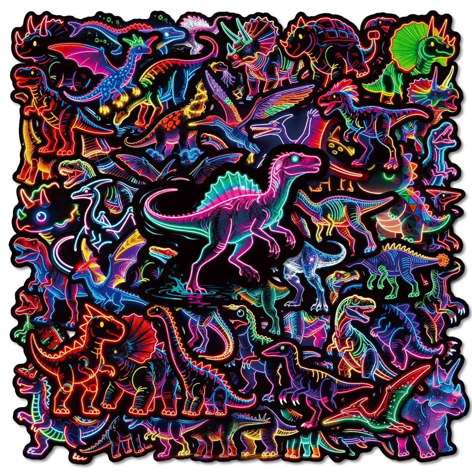 50pcs Neon DIY Stickers - 4 Series Waterproof Accessories for Laptops, Water Cups, Smartphone Casings & Devices, Trendy Personalized Decor (Toys & Hobbies, Scrapbooking & Stamping)