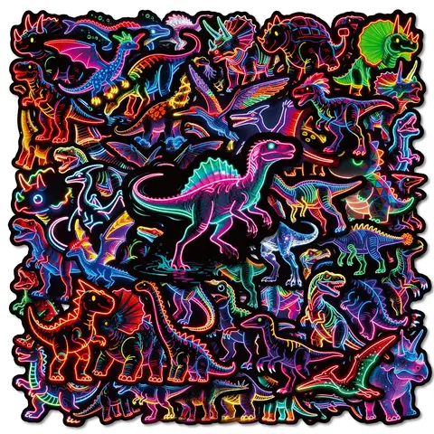 50pcs Hot-Selling Multi-Series Neon Modern Novelty Print DIY Decorative Stickers - Waterproof Scrapbook Supplies for Laptop, Cellphone, Smartphone, Cup - Toys & Hobbies Scrapbooking & Stamping Accessories
