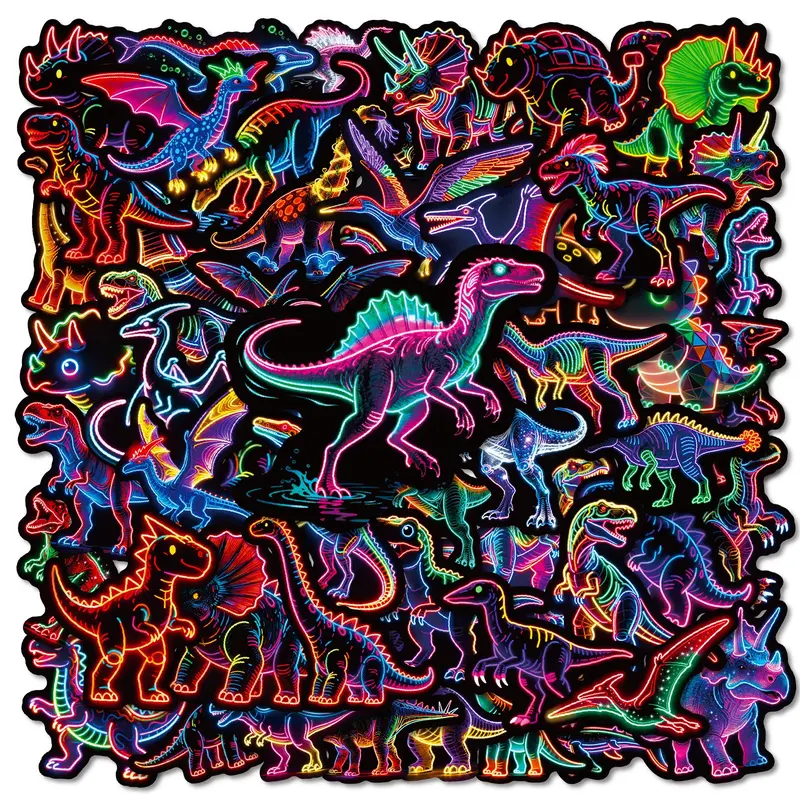 50pcs Hot-Selling Multi-Series Neon Modern Novelty Print DIY Decorative Stickers - Waterproof Scrapbook Supplies for Laptop, Cellphone, Smartphone, Cup - Toys & Hobbies Scrapbooking & Stamping Accessories