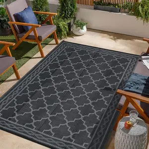 Outdoor Waterproof Rug, 320gsm Moroccan Diamond Pattern PP Straw Mat, Reversible Plastic Floor Cover for Patio, Deck, RV, Camping, Picnic