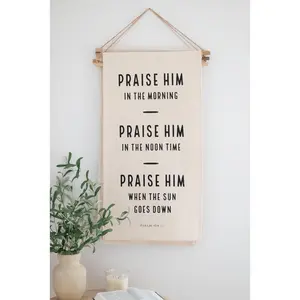 Canvas Scroll Hanging Banner Signs | Bible Verse Tapestry