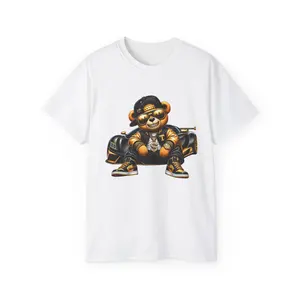 Gold Streetwear Bear Graphic T-Shirt – Urban Unisex Tee