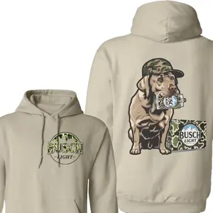 Bussch Light Labrador Hunting Dog Camo Pattern Two-sided Unisex Hoodie - Sweater, Busch Beer Lovers Tee Classic Menswear Tops