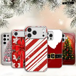 Ultra-light Luxury Christmas Series for iPhone 17 16 15 14 13 12 11 7 8 X Galaxy S Note Electroplated Glass Cases Holiday Gifts Shockproof Protective Casing ----975 Cellphone Smartphone Cover Protection Protector Screen Protector