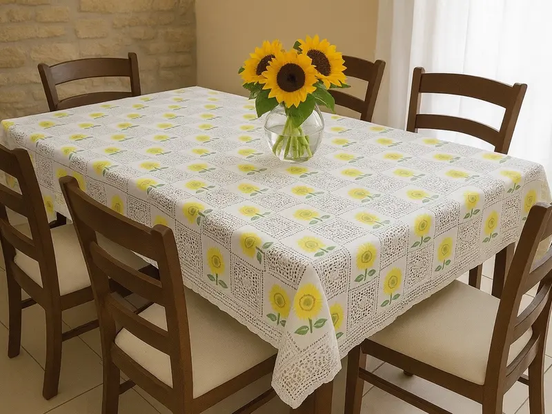 Sunflower Lace Tablecloth for Indoors and Outdoors with Elegant Floral Design Perfect for Home Decor Lace Patterned Table Cloth