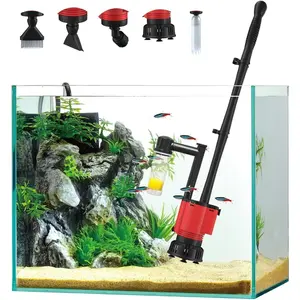 Electric Aquarium Gravel Cleaner Vacuum, Removable Automatic Water Changer with Multi-Function Nozzles, Strong Suction for Fish Tank Sand Cleaning, Water Changing and Waste Removal