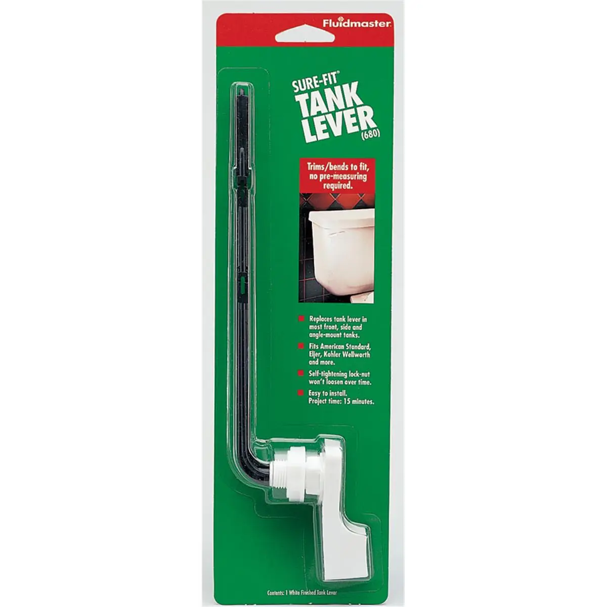 212 MAIN White Sure-Fit Toilet Tank Lever Handle, Angled-Fit Design for Most Toilet Tanks, Household Appliance Part, Fits Angles