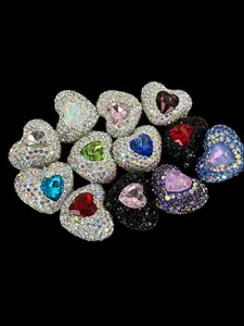 R50- (1PC) CHOOSE YOUR COLOR- High Quality 25mm HEART Pave-rhinestones with Polymer Clay Core Beads for DIY