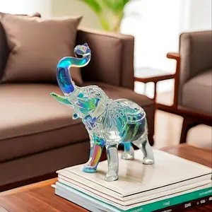 1pc Crystal Clear Elephant Statue, Transparent Glass Elephant Sculpture, Bookshelf Home Living Room Office Cabinet Decor, Room Desktop Entryway Ornament, Valentine'S Christmas New Year Gift