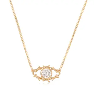 Fettero Gold Plated Evil Eye Necklace with Crystal - Thorn Branch Pendant Necklace for Women Protection Jewelry