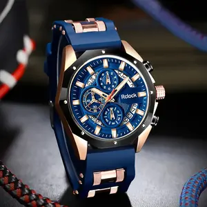 Men's Vintage Sports Chronograph Large Round Dial Silicone Strap Quartz Movement Calendar Function Non-Waterproof Zinc Alloy Case