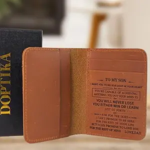 Engraved Leather Wallet – Meaningful Graduation Gift for Son, Personalized Leather Wallet – Heartfelt Gift from Dad to Son on Graduation Day