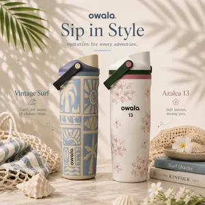 [Limited Free Gift Included] Owala Vintage Surf, Azalea 13 30oz Insulated Water Bottle Set – Leakproof FreeSip Straw Bottle, BPA-Free, Stainless Steel Travel Tumbler for Gym, Golf, Beach & Outdoor Use