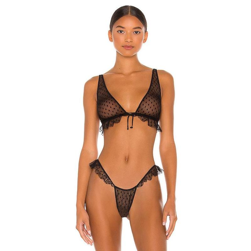 Only Hearts Side Ruffle Bralette in Black