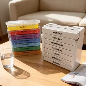 Weekly Pill Organizer - 4 Times a Day Portable Daily Pillsbox for Home & Travel Easy Filling Retrieving 7 Day Case for Healthcare Management