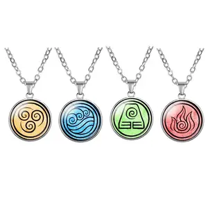 The Last Airbender Necklace Gifts -1 or Complete Set of Four Elements Chain Necklace - Airbender Jewelry Avatar Merch