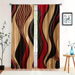 Modern Curtains Set, Fashionable Colorblock Design, Ideal for Living Room Decor, Contemporary Style, Enhances Modern Atmosphere, Window Curtain