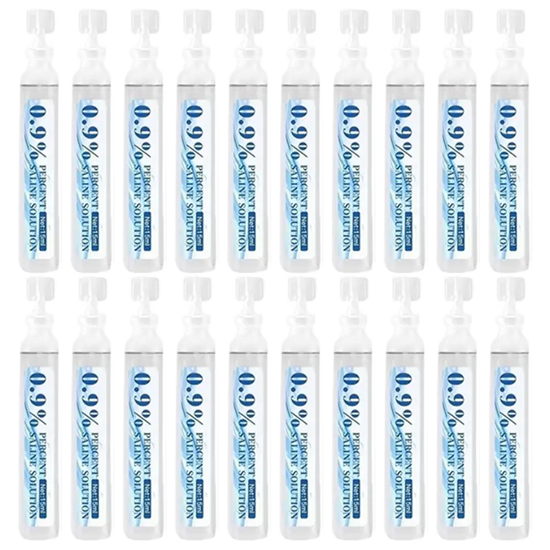 20-Pack  Sterile Saline Solution, Sodium Chloride for Nasal and Eye Use, Wound Care, Acne Facial Cleansing, Nasal Cleansing for Children and Adults, Sterile Sterilization Care, Wound Cleansing - (0.17 oz Each)