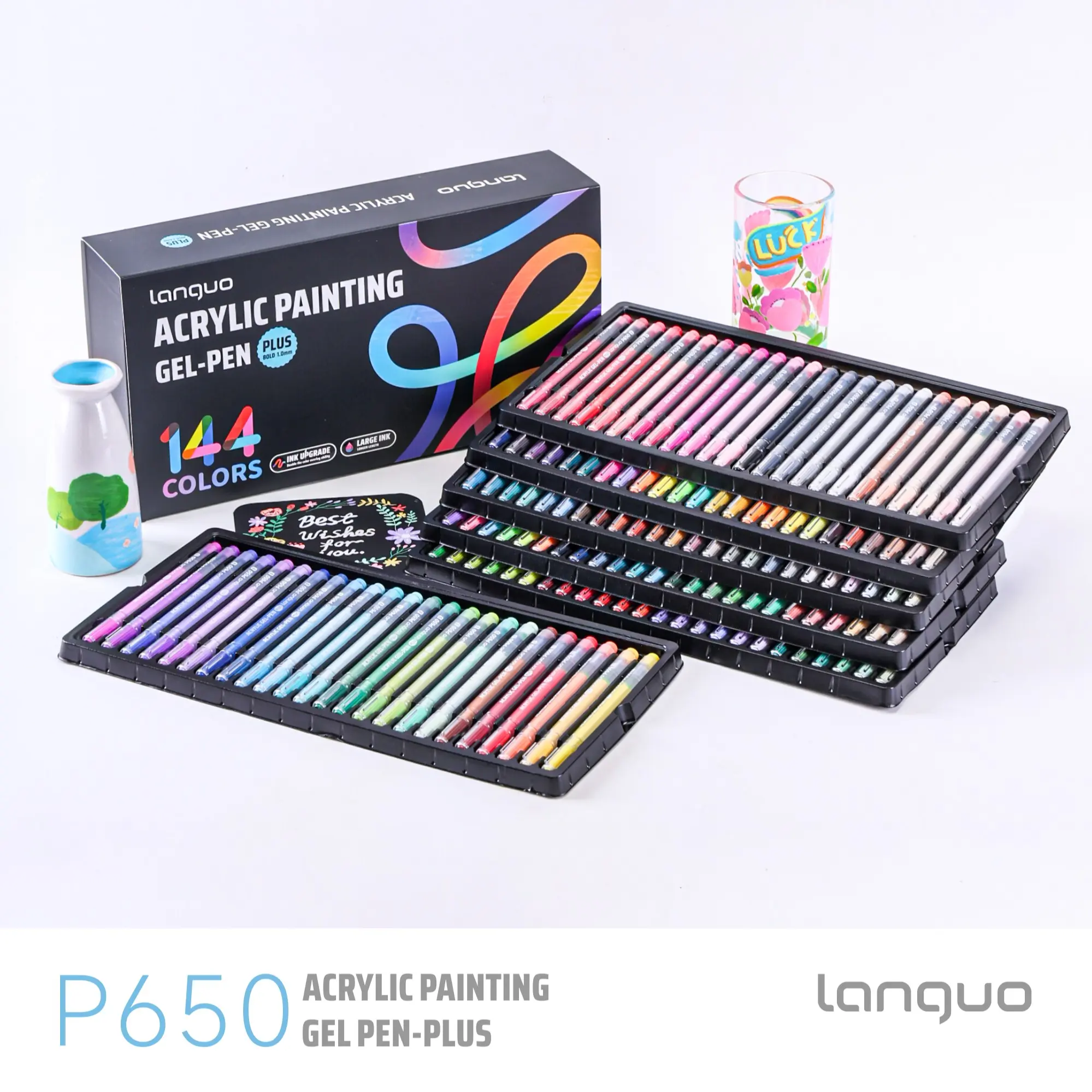 Languo New 144 Color Acrylic Paint Brush Set, 1.0mm Precision, High Capacity Ink, Ideal for Art Painting Supplies and Gifts, Art Markers Set, Art Materials, Art Supply
