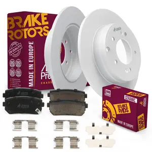 3 PC Rear Ceramic Disc Brake Pad Set & Solid Brake Rotor Kit 96275MT