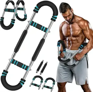 Arm Trainer,Twister Arm Trainer Adjustable Strength & Power Twister Bar for Chest & Arm Strength Training Workout, Portable Home Gym Fitness Equipment for Men, Ideal Upper Body Workout Machine with Shoulder Muscle Training and Spring Resistance