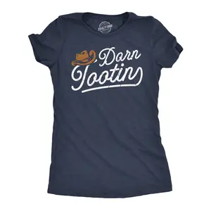 Womens Funny T Shirts Darn Tootin Sarcastic Western Graphic Novelty Tee for Ladies Funny Womens T Shirts Cute Vintage Fashion Casual Ladies T-Shirt Gift Funny Sarcastic Top Women's Novelty Tees Navy -