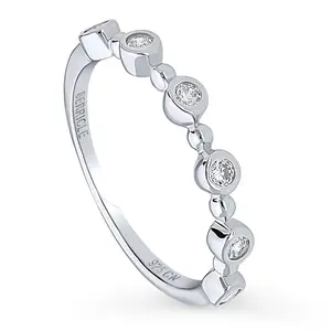 BERRICLE Sterling Silver Bubble Bead Rings Stackable Half Eternity Band Ring for Women, Bezel Set Round Cut Cubic Zirconia CZ