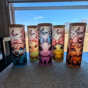sublimation farm animal multi color 20 oz. glass jar set of 5 with box and lid included