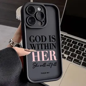 God Is Within Her TPU Case for iPhone17 16 15 14 Pro Max 13 12 11 XR XS Plus E Straight Edge Drop-Resistant Rugged Durable Cover Shell Gift for  Boy