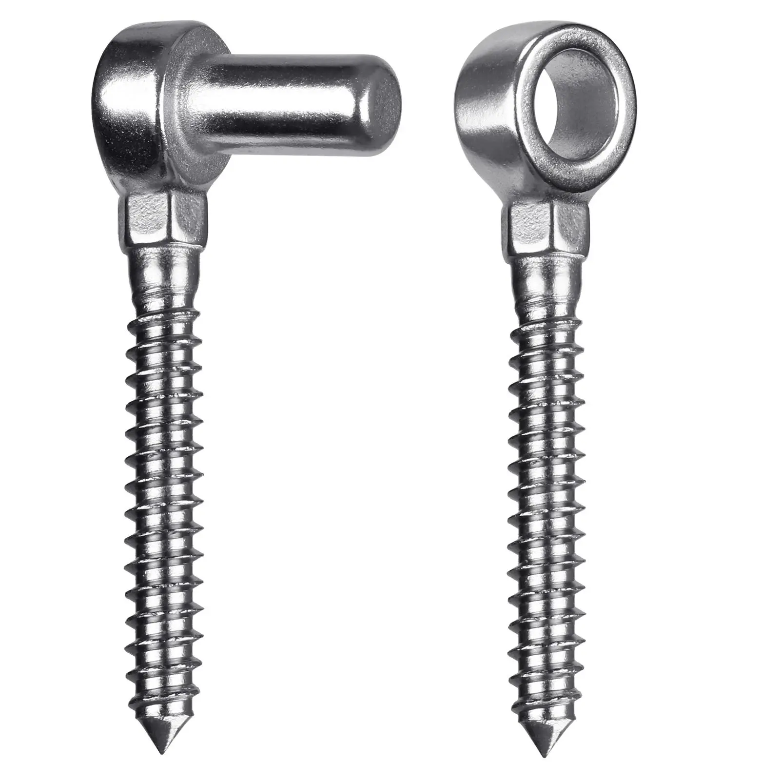 2-Pack M12/5/8" Rustproof Stainless Steel Solid Pin Gate Hinge Bolt, Heavy-Duty Fence Hardware with 5/8-in Pin, Mounting Screws & Lag Screw, Adjustable Male Hinges for Wood Posts, Garden Gates