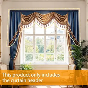 European Luxury Blue Gold Multi-Layer Fringe Curtain Header, Wave Stitched Curtain Top, Suitable for Villa/living Room/streaming Room