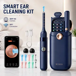 [SummerVibes] Upgrade Ear Wax Removal Tool with 8 MP Camera,ear wax removal camera, ear wax removal tool, Stainless Steel Tweezers, 9 Ear Spoons, Wireless Otoscope Ear Cleaner for iOS & Android