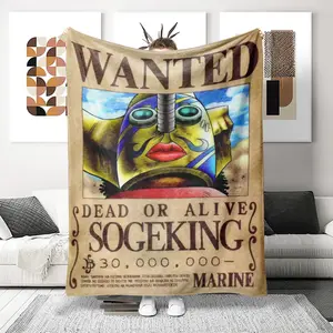 Anime Wanted Poster Blanket, Cozy Blanket Throw, Soft Flannel Throw for Anime Lovers, Perfect Gift for Christmas, Halloween, New Year, All Seasons Use