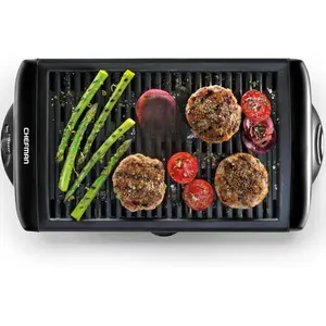 Smokeless Indoor Electric Grill – 1120 W Compact Non-Stick Grill with Adjustable Temp Control, 150 sq in Cooking Surface, Water-Filled Drip Tray for Low Smoke, Dishwasher Safe