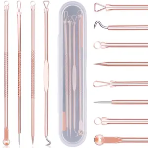 4-Piece Professional Blackhead Remover Kit with Mini Storage Case – Medical-Grade Stainless Steel Tools to Combat Blackheads, Acne, and Clogged Pores for Clear, Smooth Skin.