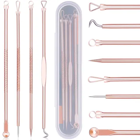 4-Piece Professional Facial Blackhead Remover Kit with Mini Storage Case – Medical-Grade Stainless Steel Beauty Tools to Combat Blackheads, Acne, and Clogged Pores for Clear, Smooth Skin.