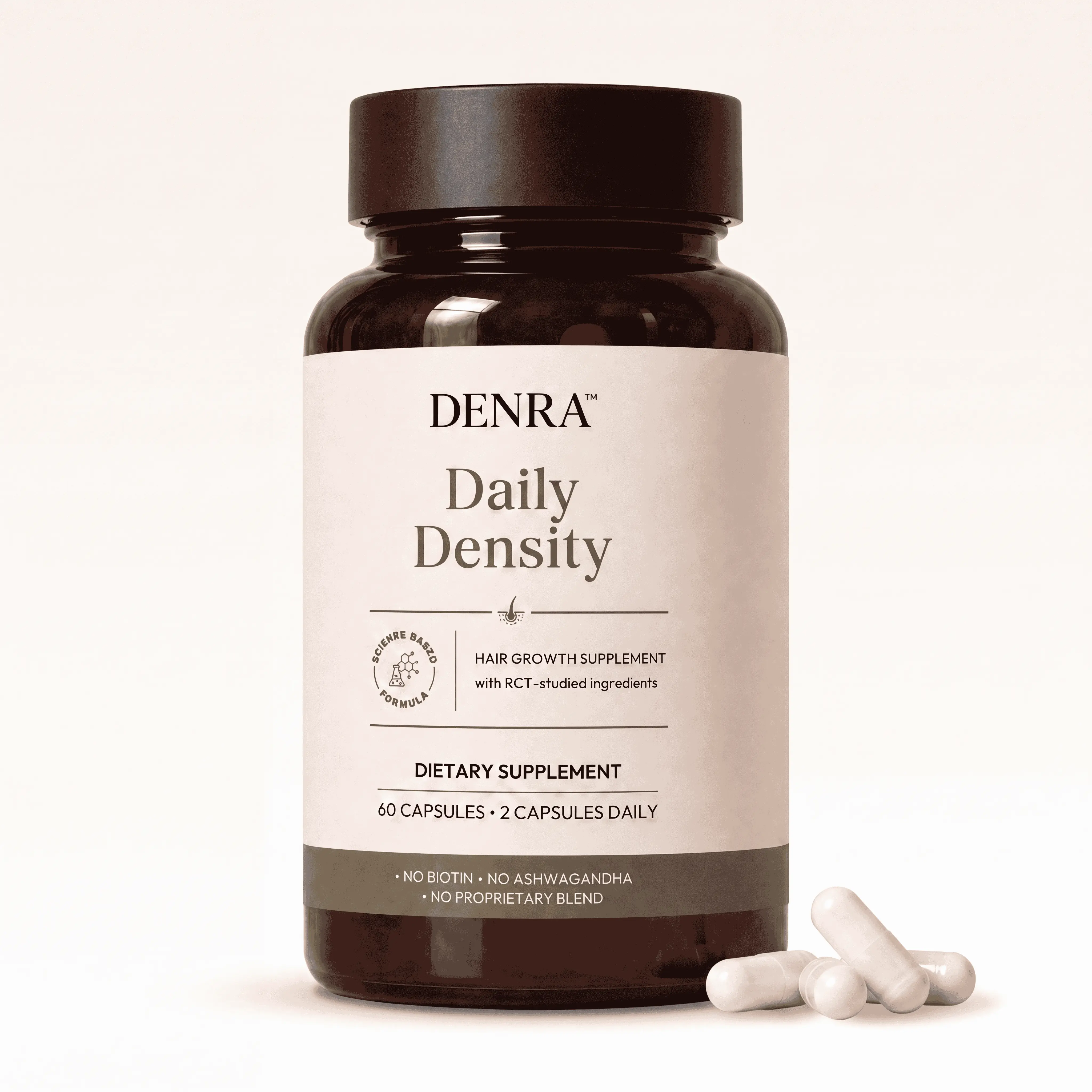 Denra Daily Hair Density Capsules - Reduces Hair Loss & Supports Healthy Hair, Strengthens Hair Follicles - Saw Palmetto 320mg, L-Cystine, Zinc, Copper, Selenium & Tocotrienols - For Men & Women, Gift for Postpartum Mothers