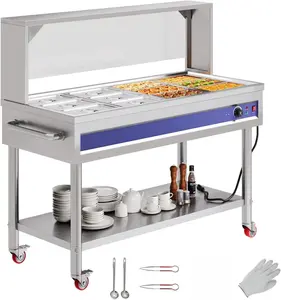 [Spring Sale] AMERLIFE 4/8/12-Pan  48/72/96QT Commercial Food Warmer, 1200/1500/1800W Stainless Steel Steam Table with Top Shelf, Lids, Food Tongs, Undershelf, Wheels, 110V Temp Control for Catering